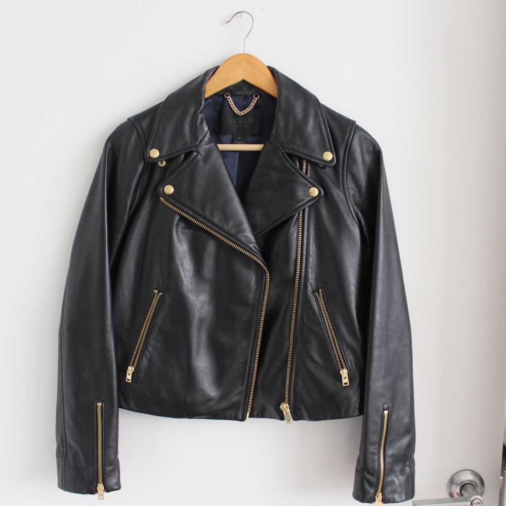 J. Crew Women’s Black Leather Motorcycle Jacket